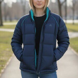 Adidas Jacket Womens S Blue Down Feather Filled Puffer Performance